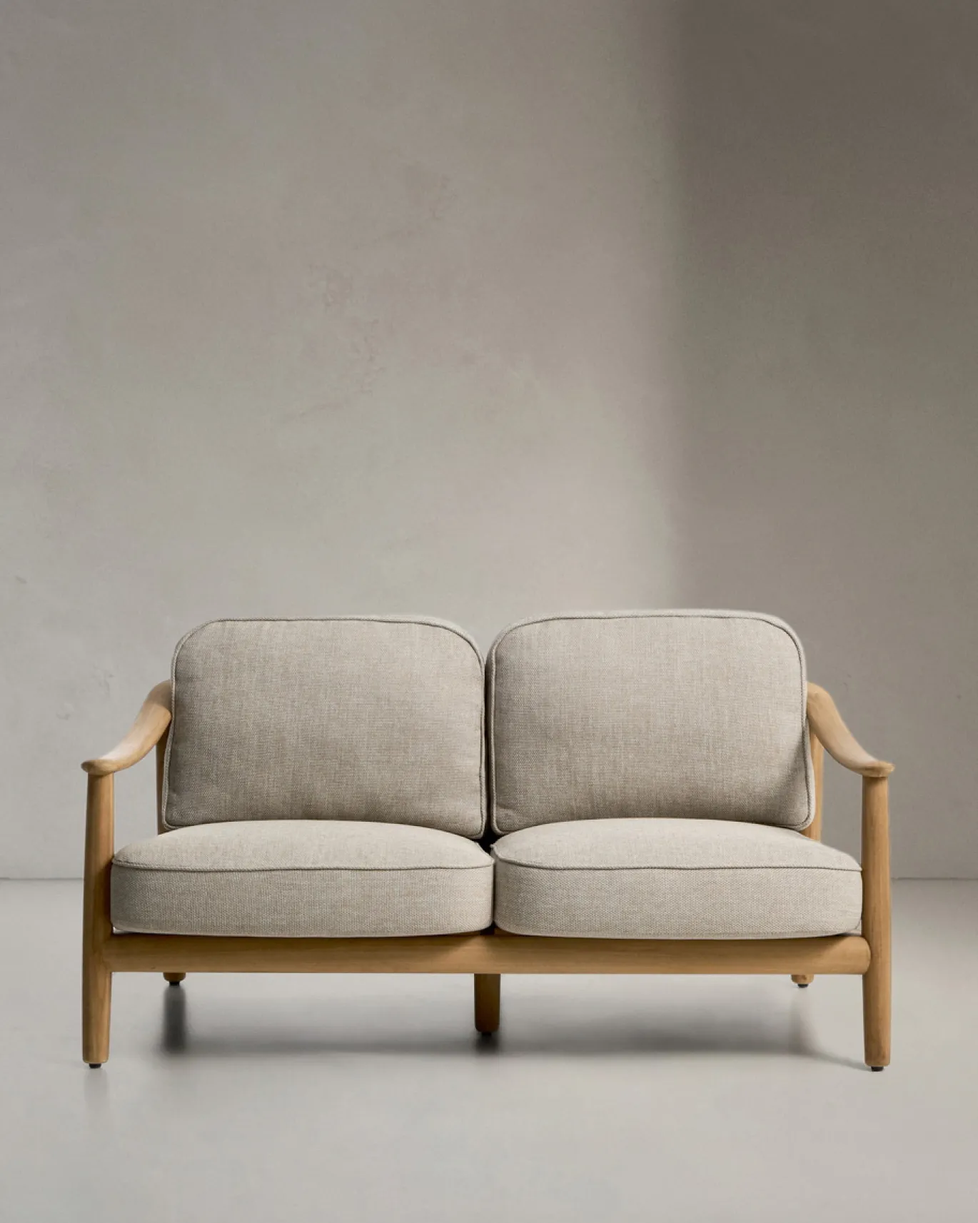 Kave Home 2-Zitsbank Elunda Massief Teakhout 149cm
