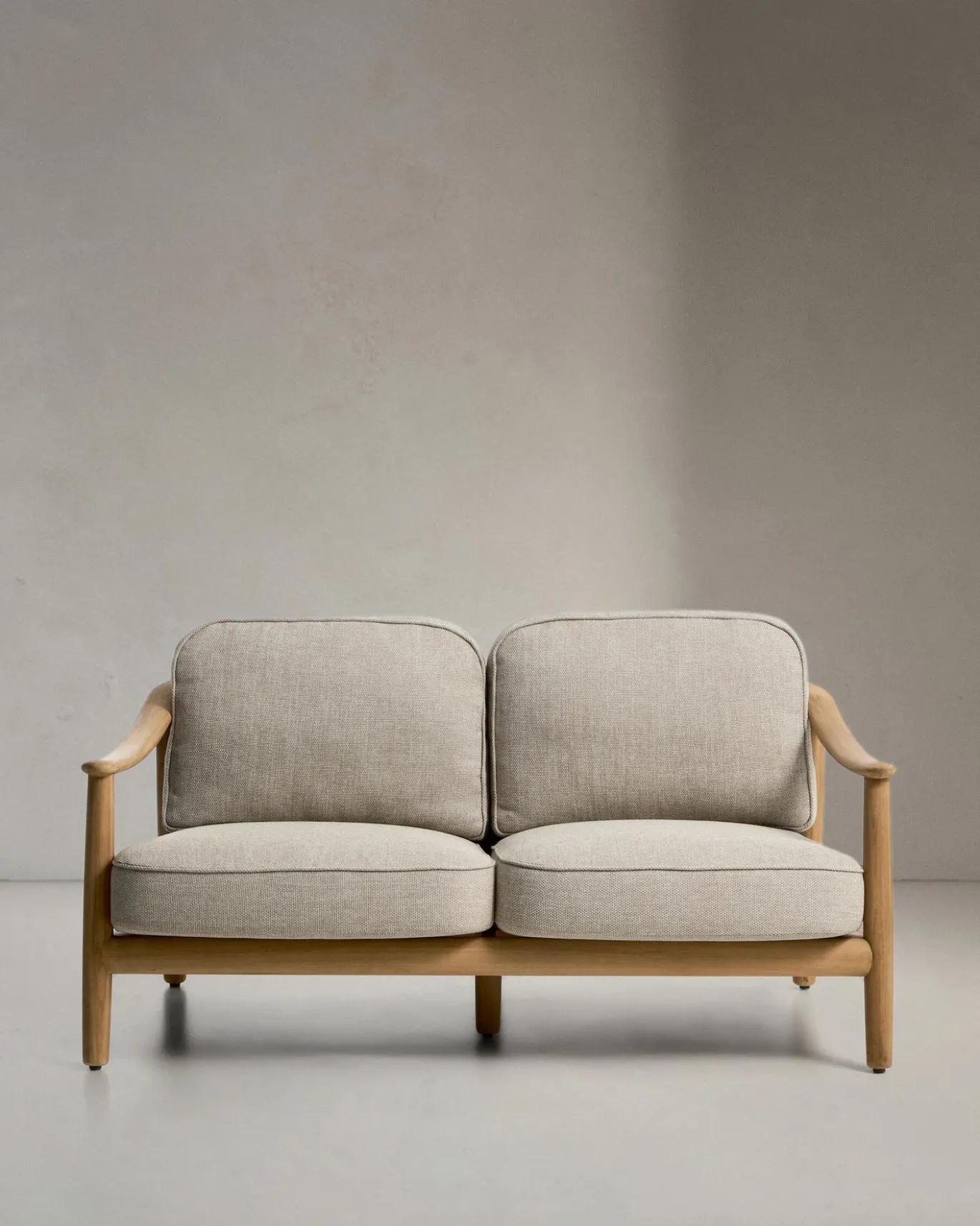 Kave Home 2-Zitsbank Elunda Massief Teakhout 149cm