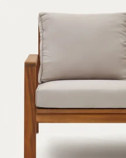Kave Home 2-zitsbank Frares met 2 Fauteuils en Salontafel Acaciahout