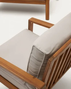 Kave Home 2-zitsbank Frares met 2 Fauteuils en Salontafel Acaciahout
