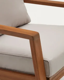 Kave Home 2-zitsbank Frares met 2 Fauteuils en Salontafel Acaciahout