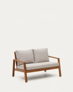 Kave Home 2-zitsbank Frares met 2 Fauteuils en Salontafel Acaciahout