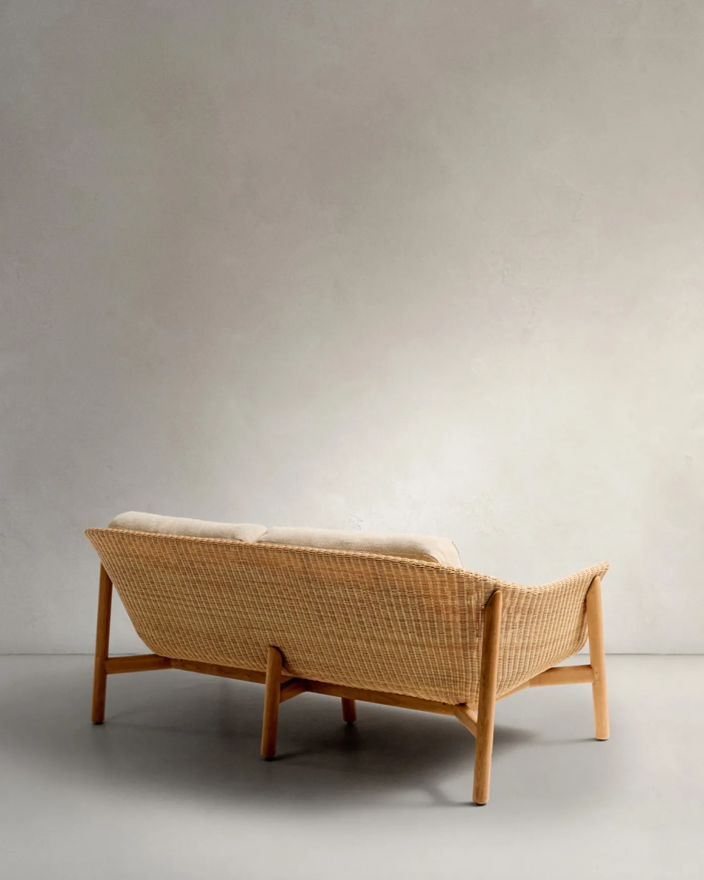 Kave Home 2-zitsbank Galea Teakhout en Rotan 170,5cm