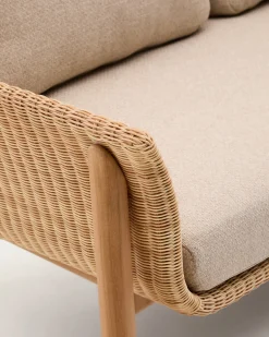 Kave Home 2-zitsbank Galea Teakhout en Rotan 170,5cm