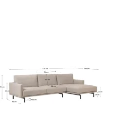 Kave Home 4-zitsbank Galene Beige Rechts Chaise Longue 314cm