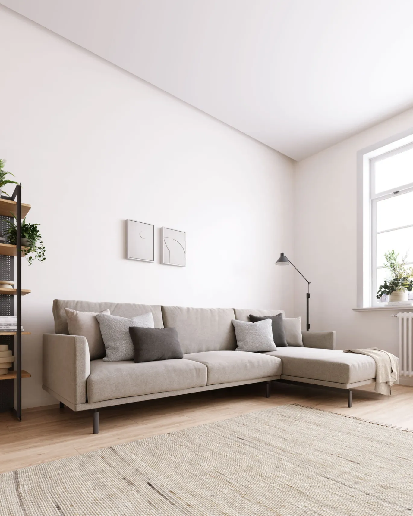 Kave Home 4-zitsbank Galene Beige Rechts Chaise Longue 314cm
