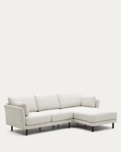 Kave Home 3-zitsbank Gilma Parel Chenille Links/rechts Chaise Longue Zwart 261cm