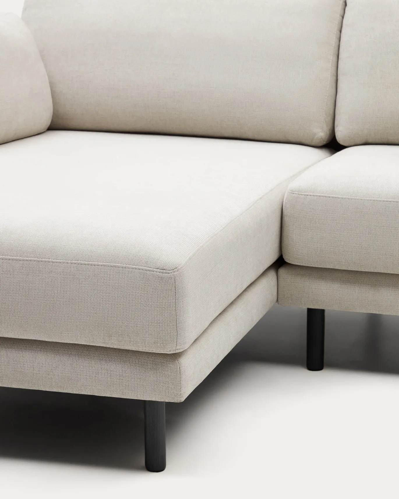 Kave Home 3-zitsbank Gilma Parel Chenille Links/rechts Chaise Longue Zwart 261cm