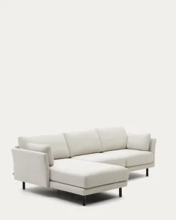 Kave Home 3-zitsbank Gilma Parel Chenille Links/rechts Chaise Longue Zwart 261cm