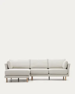 Kave Home 3-zitsbank Gilma Parel Chenille Links/rechts Chaise Longue Naturel 261cm