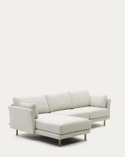 Kave Home 3-zitsbank Gilma Parel Chenille Links/rechts Chaise Longue Naturel 261cm