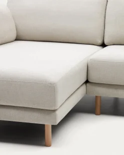 Kave Home 3-zitsbank Gilma Parel Chenille Links/rechts Chaise Longue Naturel 261cm