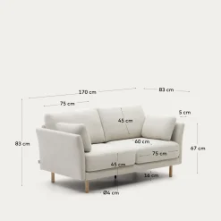 Kave Home 2-zits Bank Gilma Parel Chenille Naturel 170cm
