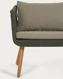 Kave Home 2-zitsbank Inti Groen + Draadstoelen Set van 2