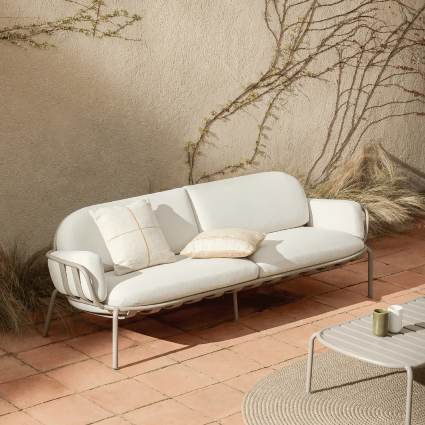 Kave Home 3-Zitsbank Joncols Outdoor Aluminium Taupe Beige