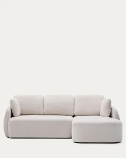Kave Home 3-zitsbank Laira Modulair Chenille met Chaise Longue Rechts Ecru 246cm