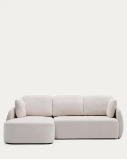 Kave Home 3-zitsbank Laira Modulair Chenille met Chaise Longue Links Ecru 246cm