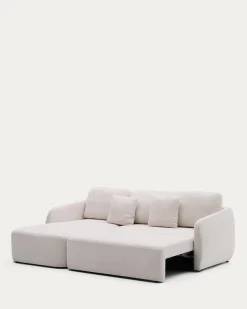 Kave Home 3-zitsbank Laira Modulair Chenille met Chaise Longue Links Ecru 246cm