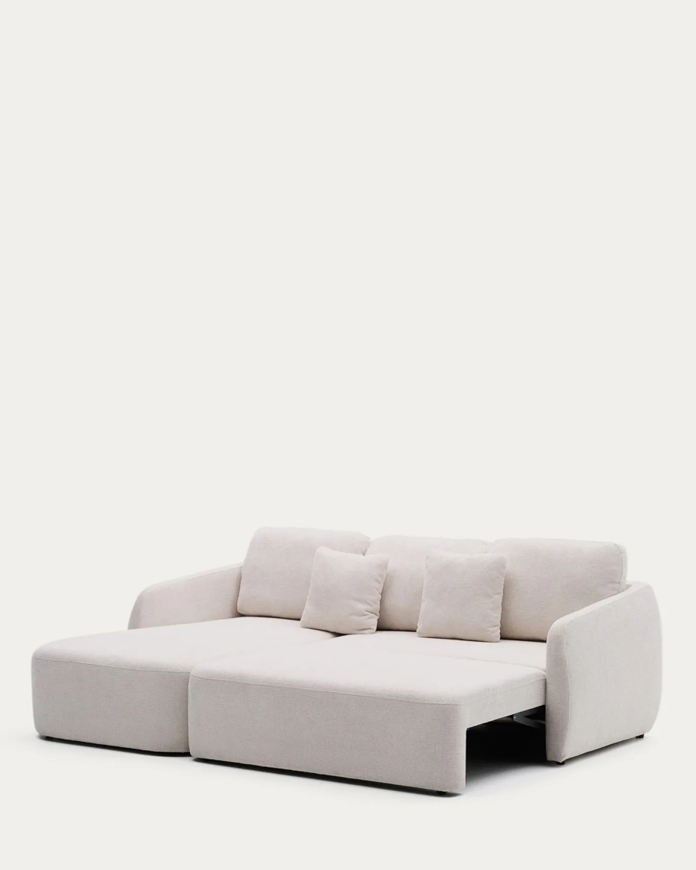 Kave Home 3-zitsbank Laira Modulair Chenille met Chaise Longue Links Ecru 246cm