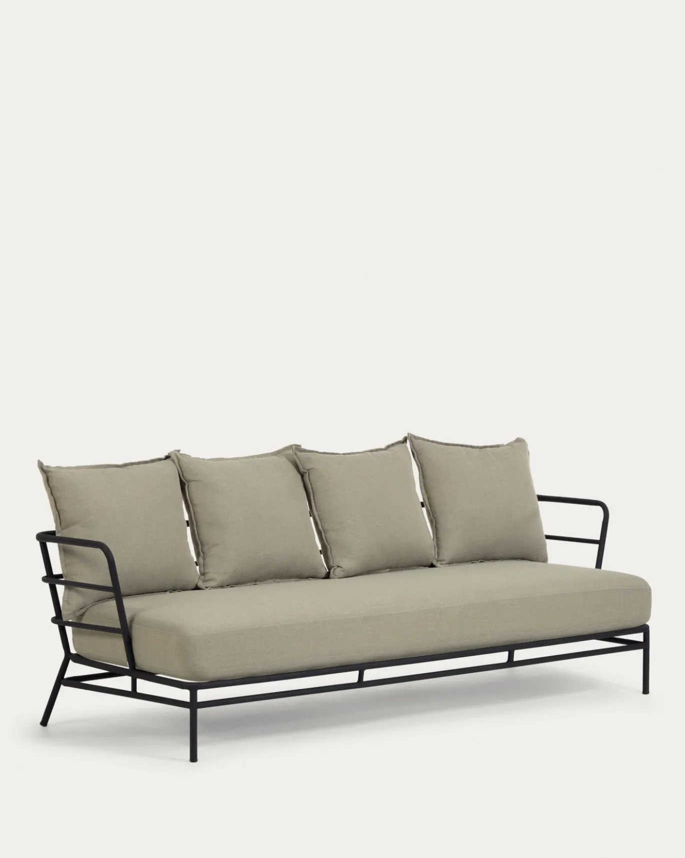 Kave Home 3-zitsbank Mareluz Zwart Staal 197cm