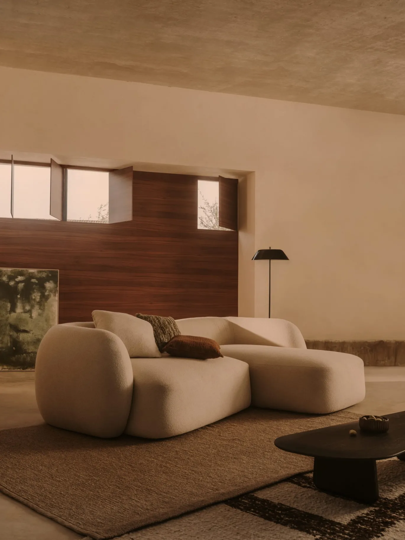 Kave Home 3-Zitsbank Martina Modulair met Chaise Longue Rechts Ecru 287cm