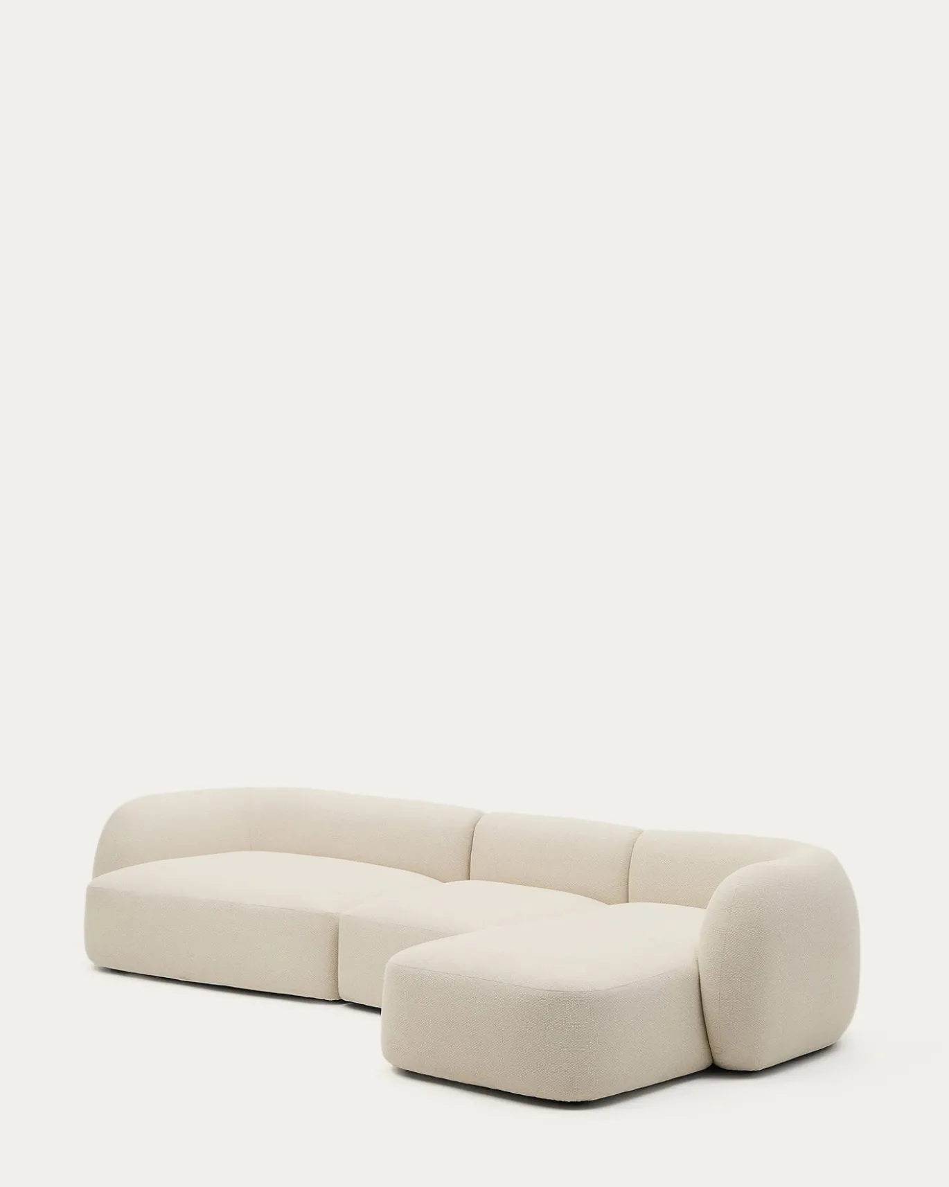 Kave Home 4-Zitsbank Martina Modulair met Chaise Longue Rechts Ecru 377cm