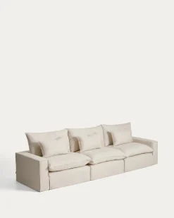 Kave Home 5-Zitsbank met Armleuning Anarela Linnen Beige