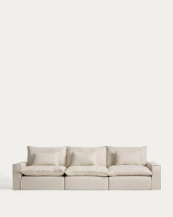 Kave Home 5-Zitsbank met Armleuning Anarela Linnen Beige