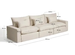 Kave Home 5-Zitsbank met Armleuning Anarela Linnen Beige