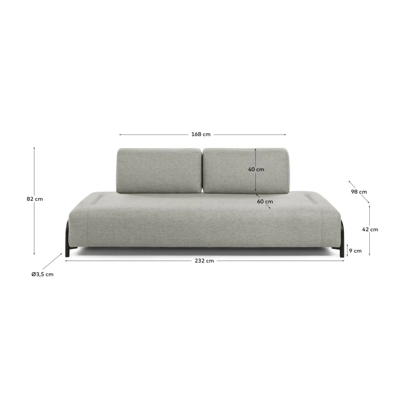 Kave Home 3-zitsbank Modulair Compo Beige 232cm