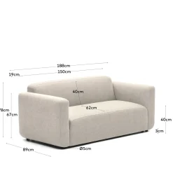 Kave Home 2-Zitsbank Neom Modulair Beige 188cm
