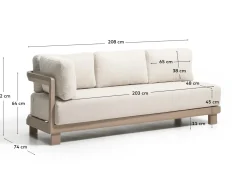 Kave Home 3-Zitsbank Nerano Aluminium Taupe 208cm