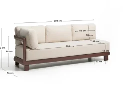 Kave Home 3-Zitsbank Nerano Aluminium Bruin 208cm