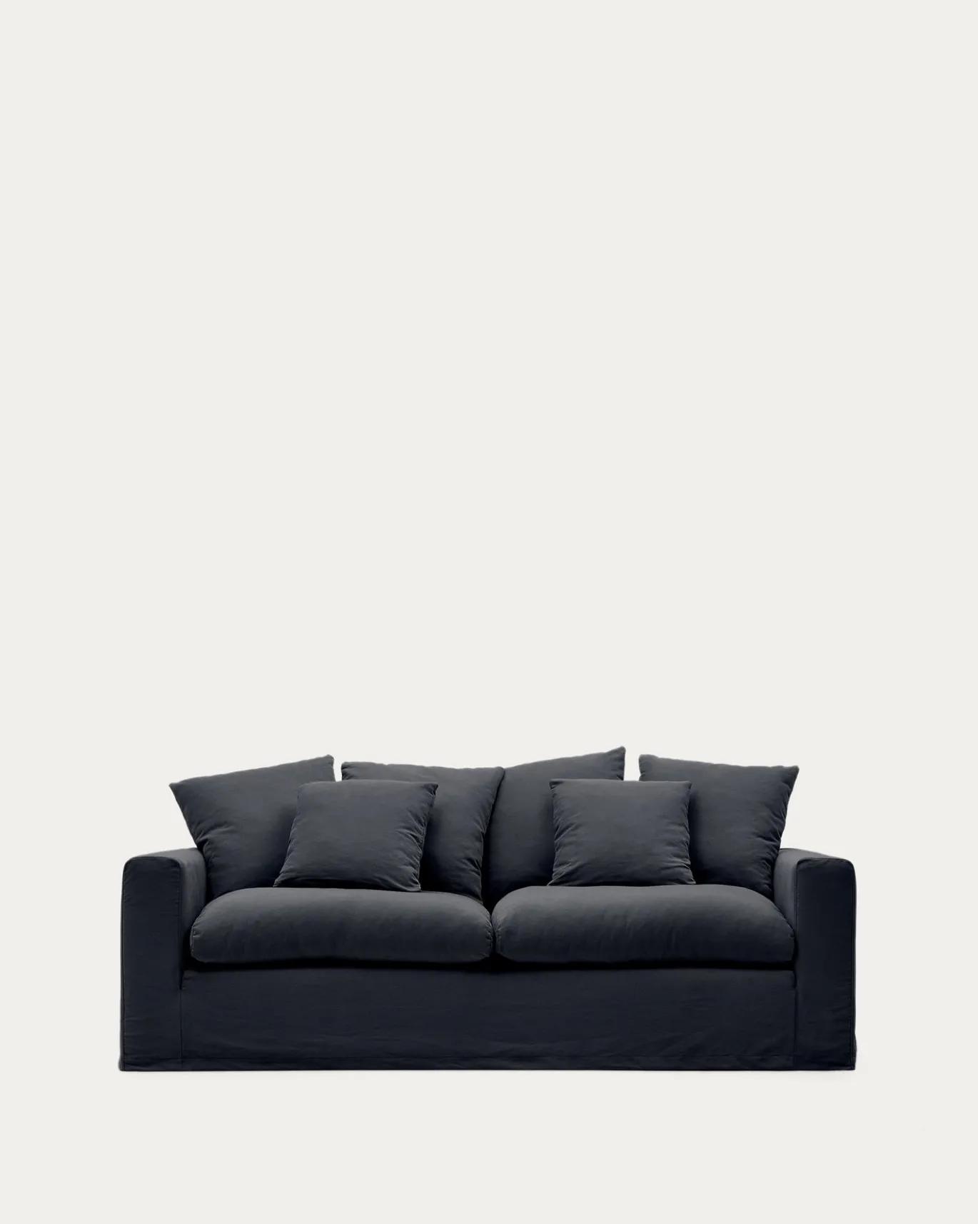 Kave Home 3-zitsbank Nora Kussens Grijs/antraciet Linnen en Katoen 240cm