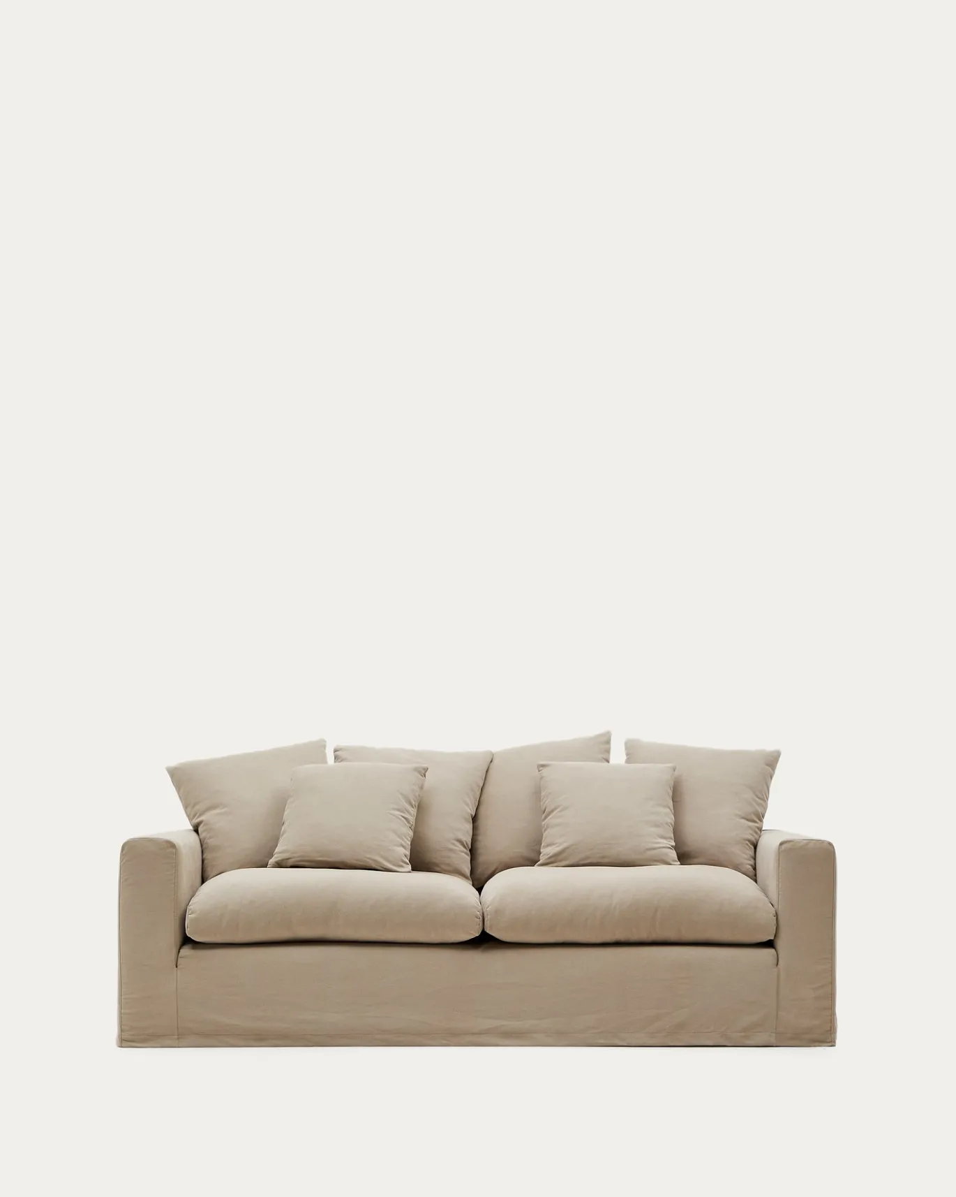 Kave Home 3-zitsbank Nora Kussens Taupe Linnen en Katoen 240cm