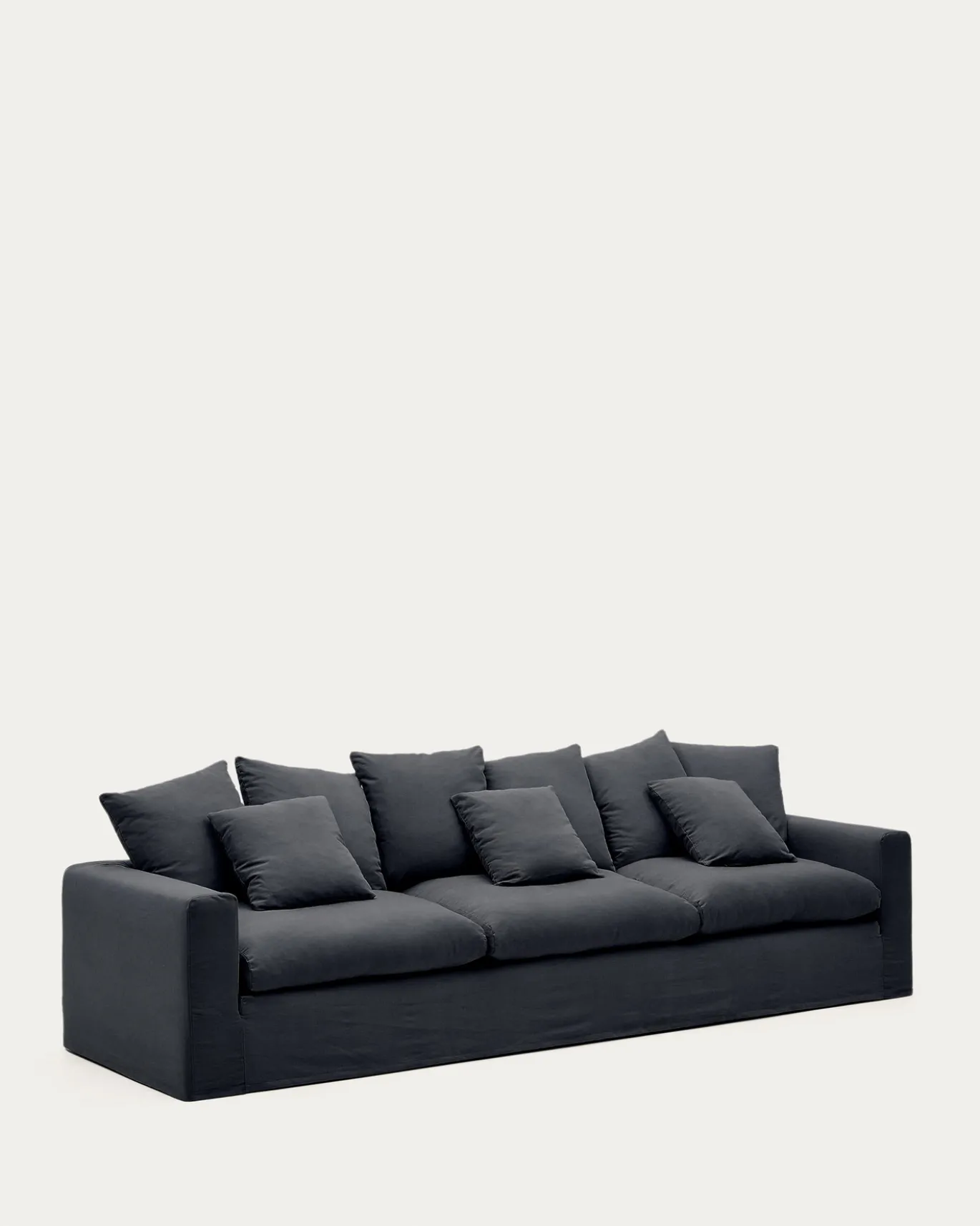 Kave Home 4-zitsbank Nora Kussens Grijs/antraciet Linnen en Katoen 340cm