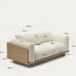 Kave Home 3-Zitsbank Oaq Beige 225cm