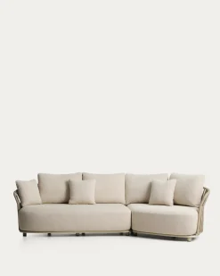 Kave Home 3-zitsbank Osani Aluminium Taupe Touw beige 274cm