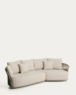 Kave Home 3-zitsbank Osani Aluminium Taupe Touw beige 274cm