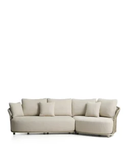 Kave Home 3-zitsbank Osani Aluminium Taupe Touw beige 274cm