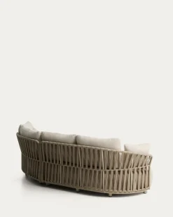 Kave Home 3-zitsbank Osani Aluminium Taupe Touw beige 274cm