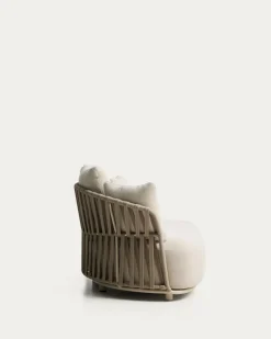 Kave Home 2-Zitsbank Osani Aluminium Taupe Touw Beige 170cm