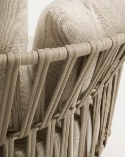 Kave Home 2-Zitsbank Osani Aluminium Taupe Touw Beige 170cm