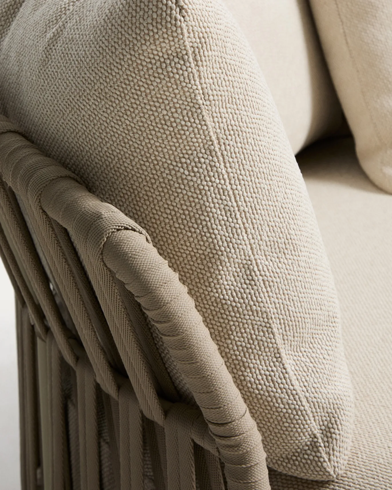 Kave Home 2-Zitsbank Osani Aluminium Taupe Touw Beige 170cm