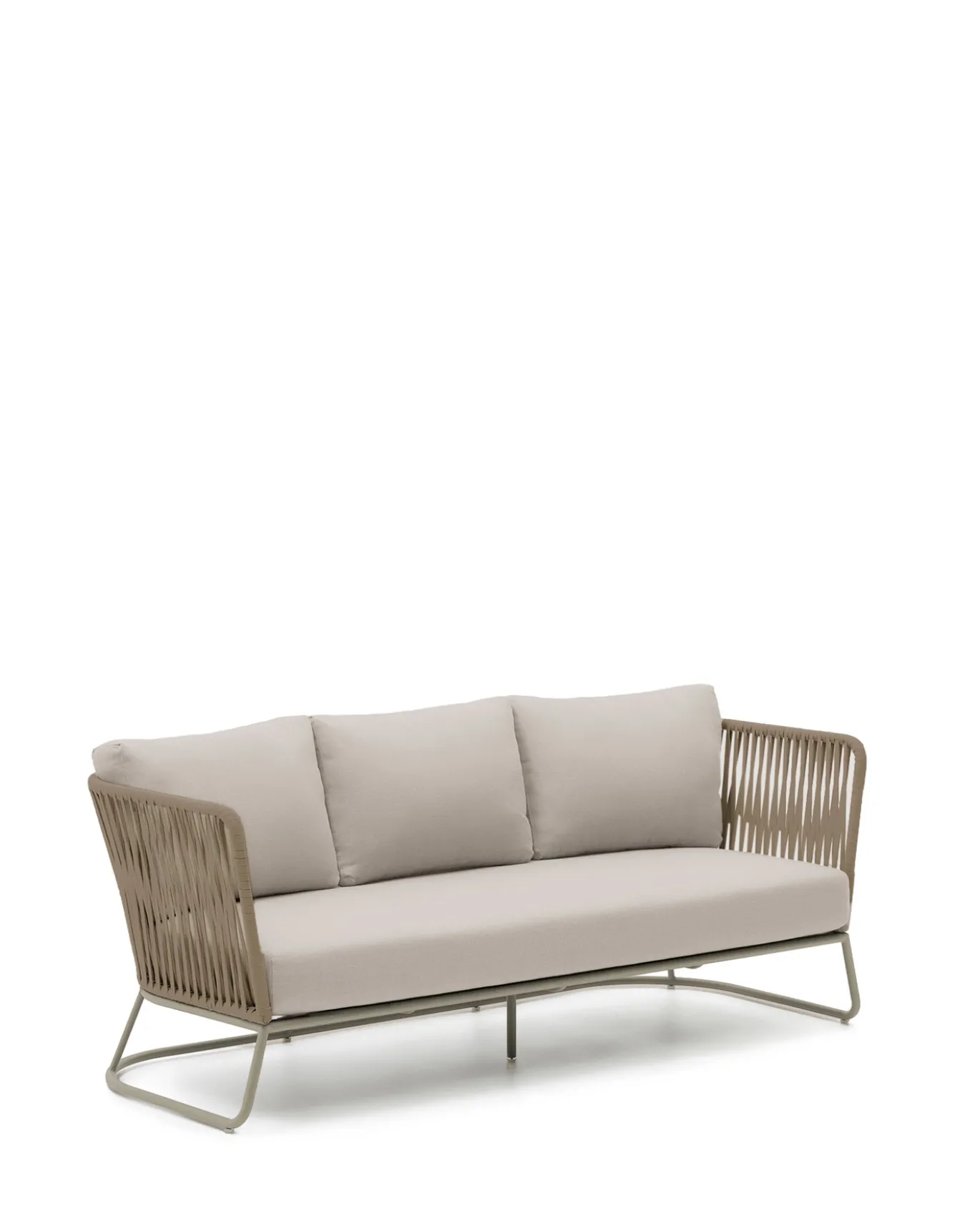 Kave Home 3-Zitsbank Saconca Outdoor Touw Staal Beige 189cm