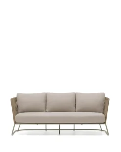 Kave Home 3-Zitsbank Saconca Outdoor Touw Staal Beige 189cm
