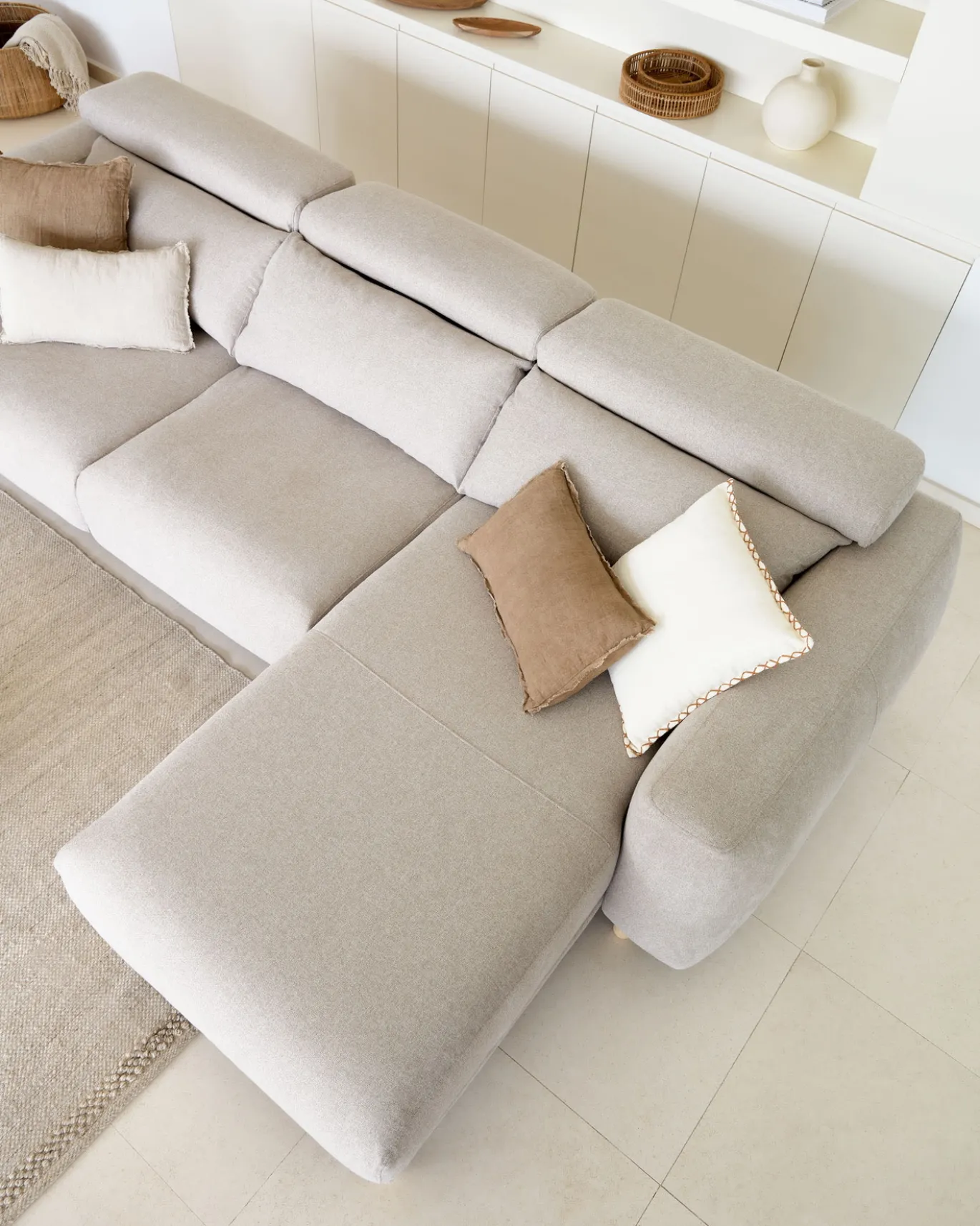 Kave Home 3-zitsbank Singa Chaise Longue Rechts Beige 296cm