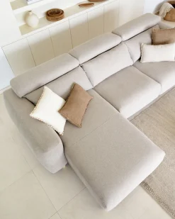 Kave Home 3-zitsbank Singa Chaise Longue Links Beige 296cm