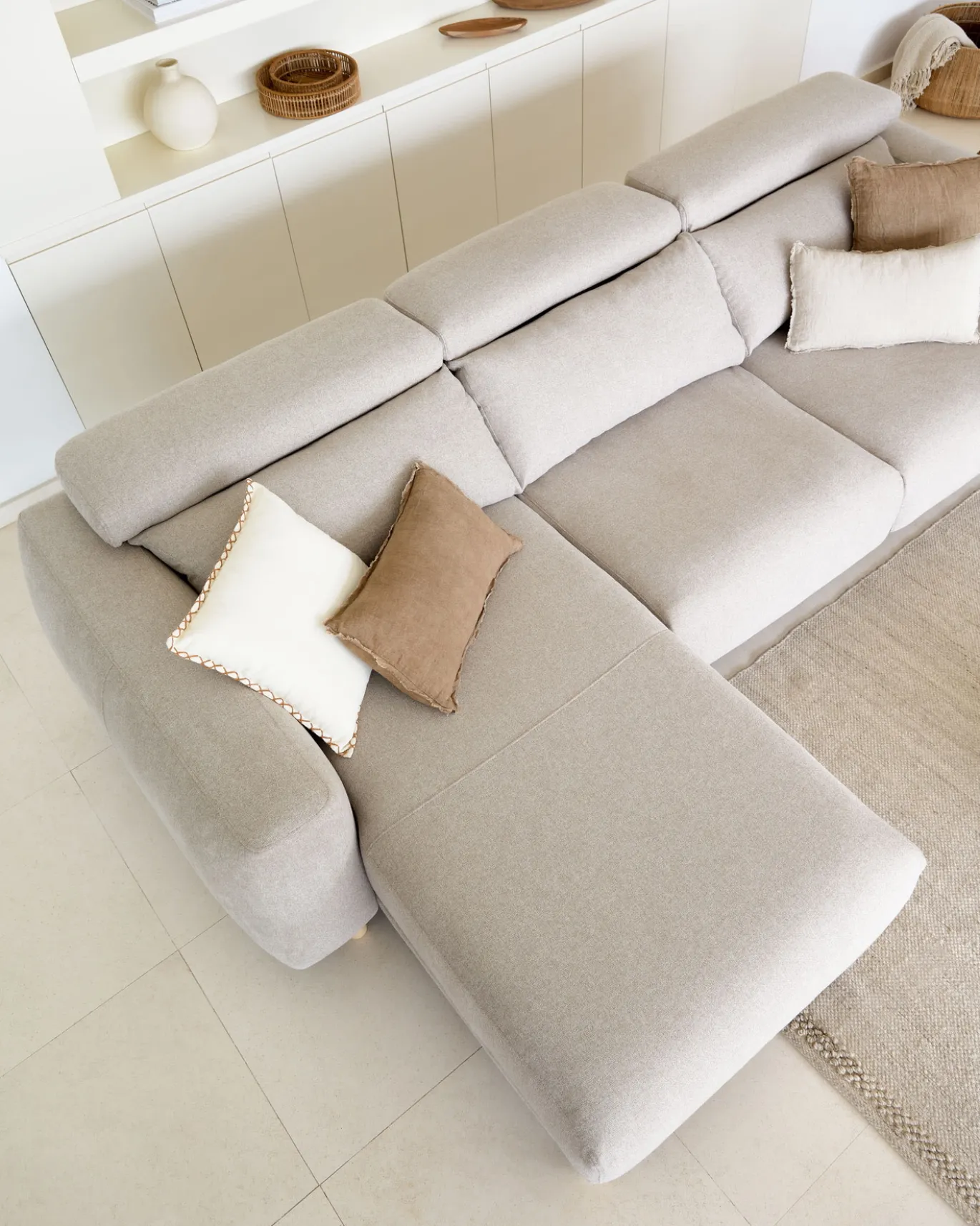 Kave Home 3-zitsbank Singa Chaise Longue Links Beige 296cm