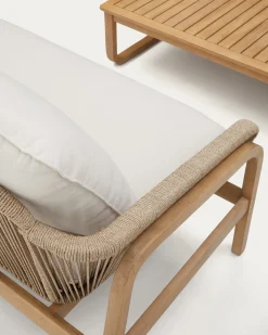 Kave Home 3-zitsbank Vellana met 2 Fauteuils en Koffietafel Acaciahout Beige